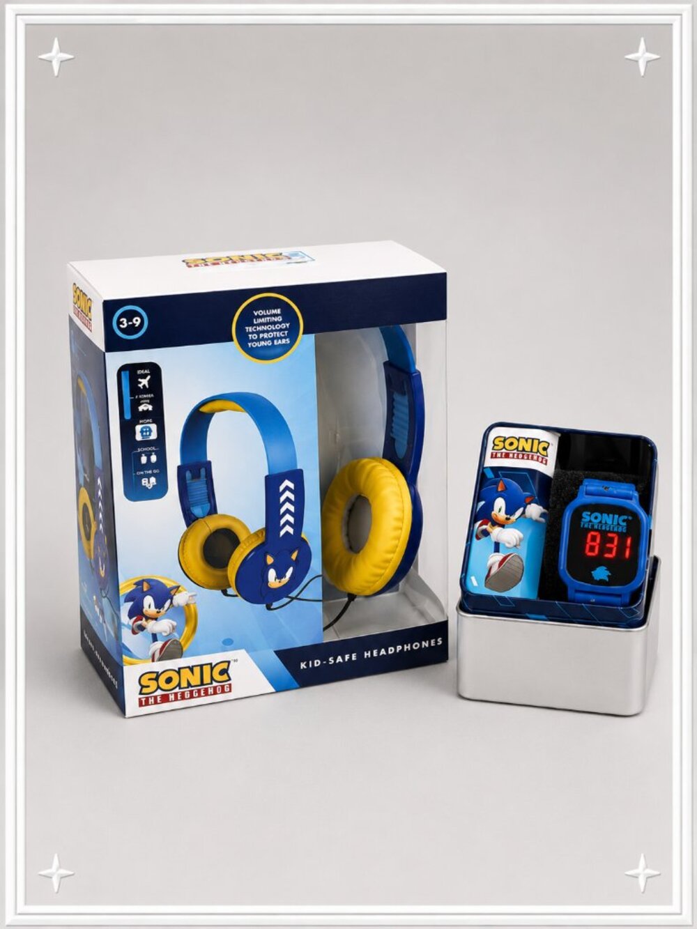 💫 Sonic The Hedgehog Kids Headphones & Digital Watch Set - NWT